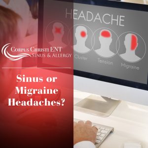 Man learning about the different types of headaches on the computer
