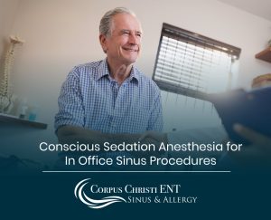 Man talking to his doctor about in-office sinus procedures